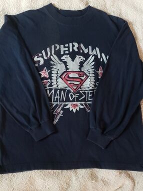 DC Comics Boys Navy Blue Superman 'Man of Steel' Long Sleeve Tee